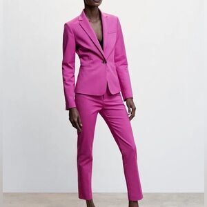 Mango Hot Pink Jacket & Pants Suit Set💖
